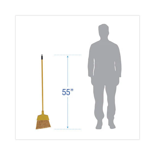 Corn Fiber Angled-head Lobby Brooms, 55" Handle, Yellow, 12/carton - Image 2