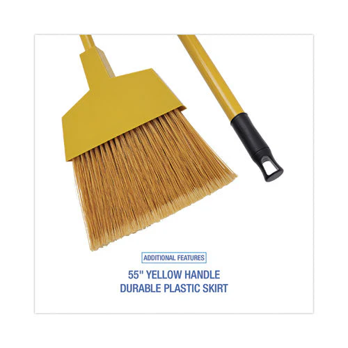Corn Fiber Angled-head Lobby Brooms, 55" Handle, Yellow, 12/carton - Image 3