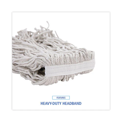 Banded Mop Head, Cotton, Cut-end, White, 16 Oz, 12/carton - Image 3