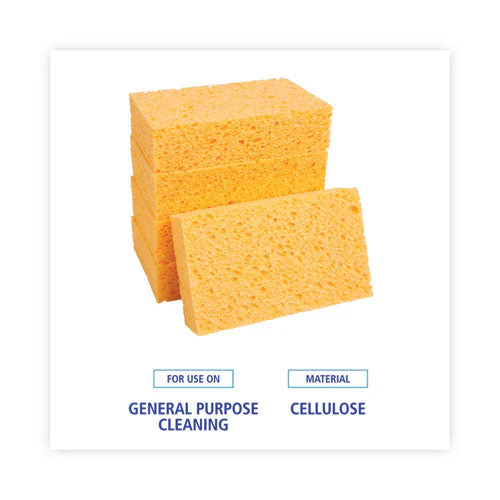 Medium Cellulose Sponge, 3.67 X 6.08, 1.55" Thick, Yellow, 24/carton - Image 2
