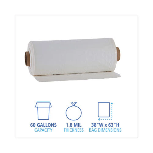 Industrial Drum Liners Rolls, 60 Gal, 1.8 Mil, 38 X 63, Clear, 1 Roll Of 75 Bags - Image 3