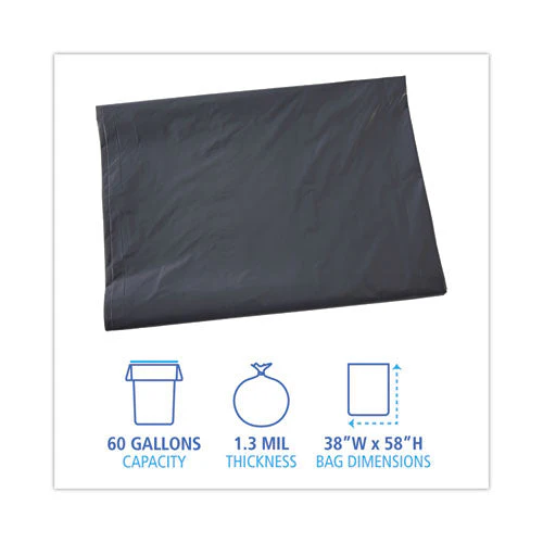 Linear Low Density Industrial Can Liners, 60 Gal, 1.3 Mil, 38 X 58, Gray, 100/carton - Image 2