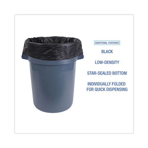 Linear Low Density Industrial Can Liners, 45 Gal, 1.7 Mil, 40 X 46, Black, 100/carton - Image 2