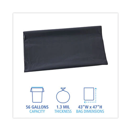 Linear Low Density Industrial Can Liners, 56 Gal, 1.3 Mil, 43 X 47, Gray, 100/carton - Image 2