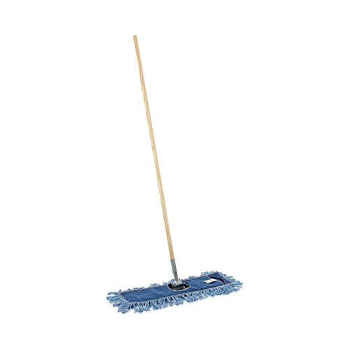 Dry Mopping Kit, 24 X 5 Blue Synthetic Head, 60" Natural Wood/metal Handle - Image 1