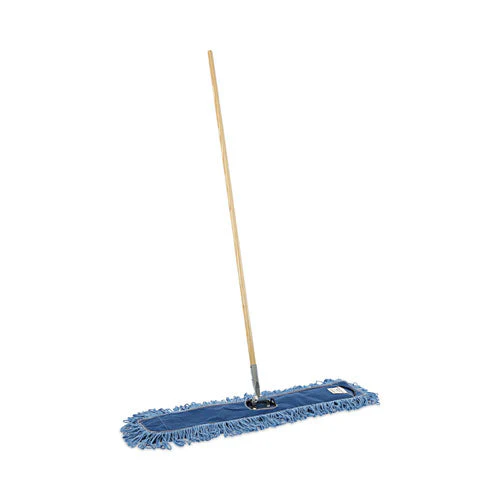 Dry Mopping Kit, 36 X 5 Blue Blended Synthetic Head, 60" Natural Wood/metal Handle - Image 1