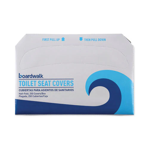 Premium Half-fold Toilet Seat Covers, 14.17 X 16.73, White, 250 Covers/sleeve, 4 Sleeves/carton - Image 1