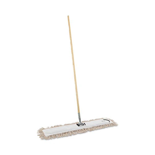 Cotton Dry Mopping Kit, 36 X 5 Natural Cotton Head, 60" Natural Wood Handle - Image 1