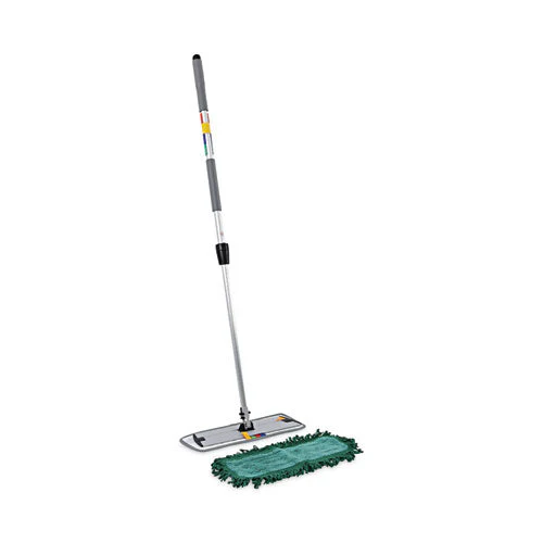 Microfiber Cleaning Kit, 18" Wide Blue/green Microfiber Head, 35" To 60" Gray Aluminum Handle - Image 1