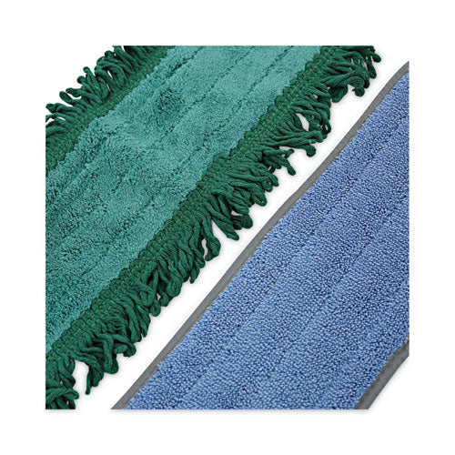 Microfiber Cleaning Kit, 18" Wide Blue/green Microfiber Head, 35" To 60" Gray Aluminum Handle - Image 2