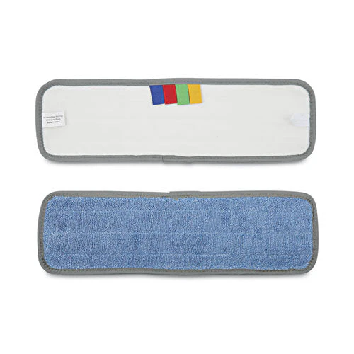 Microfiber Mop Head, Blue, 18 X 5, Split Microfiber, Hook And Loop Back, Dozen - Image 1
