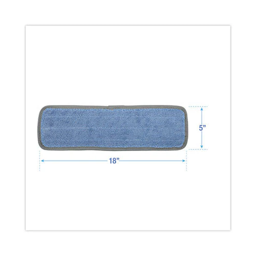 Microfiber Mop Head, Blue, 18 X 5, Split Microfiber, Hook And Loop Back, Dozen - Image 2