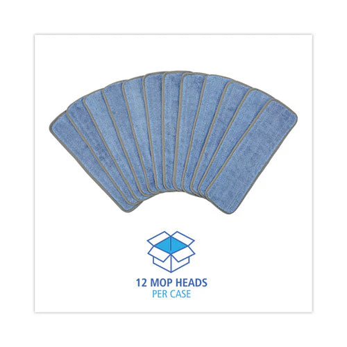 Microfiber Mop Head, Blue, 18 X 5, Split Microfiber, Hook And Loop Back, Dozen - Image 3