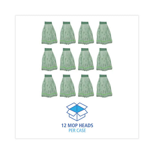 Microfiber Looped-end Wet Mop Head, Large, Green, 12/carton - Image 3