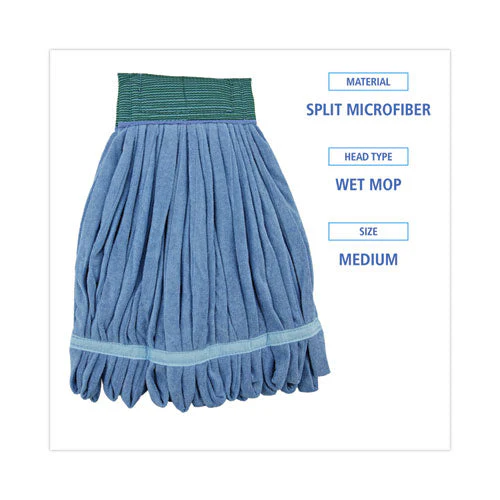 Microfiber Looped-end Wet Mop Heads, Medium, Blue, 12/carton, 12/carton - Image 2
