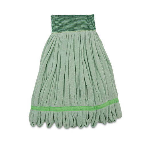 Microfiber Looped-end Wet Mop Heads, Medium, Green, 12/carton - Image 1