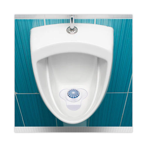 Urinal Screen With Non-para Cleaner Block, Green Apple Scent, 3.25 Oz, Blue/white, 12/box - Image 2