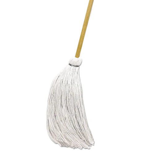 Handle/deck Mops, #16 White Rayon Head, 57" Natural Wood Handle, 12/carton - Image 1