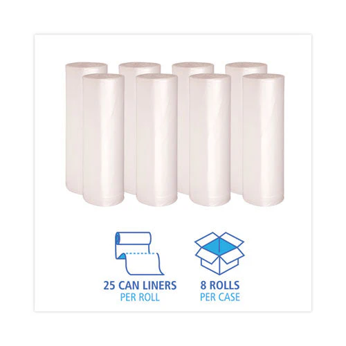 High Density Industrial Can Liners Coreless Rolls, 60 Gal, 13 Mic, 38 X 60, Natural, 25 Bags/roll, 8 Rolls/carton - Image 3
