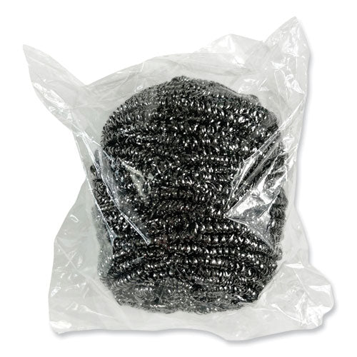 Stainless Steel Scrubber, 3.93 X 1.96, Silver, 72/carton - Image 2