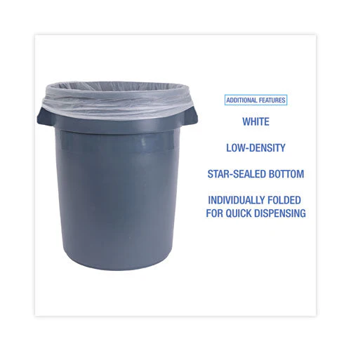 Linear Low Density Industrial Can Liners, 30 Gal, 0.7 Mil, 30 X 36, White, 200/carton - Image 3