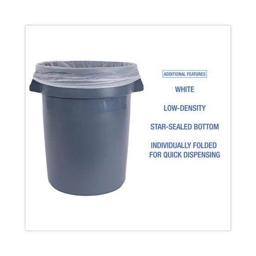 Linear Low Density Industrial Can Liners, 30 Gal, 0.9 Mil, 30 X 36, White, 100/carton - Image 3