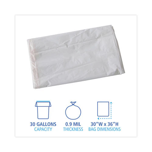Linear Low Density Industrial Can Liners, 30 Gal, 0.9 Mil, 30 X 36, White, 100/carton - Image 2