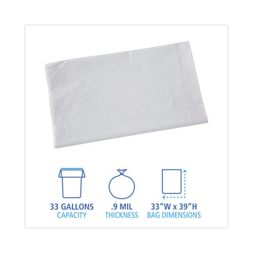 Linear Low Density Industrial Can Liners, 33 Gal, 0.9 Mil, 33 X 39, White, 100/carton - Image 2