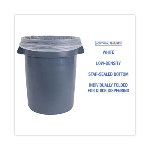 Linear Low Density Industrial Can Liners, 60 Gal, 0.9 Mil, 38 X 58, White, 100/carton - Image 3