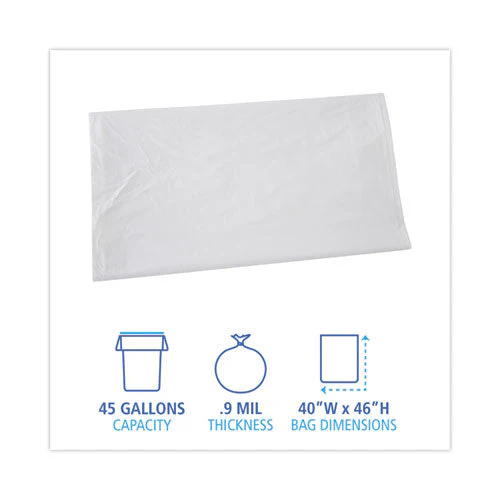 Linear Low Density Industrial Can Liners, 45 Gal, 0.9 Mil, 40 X 46, White, 100/carton - Image 2
