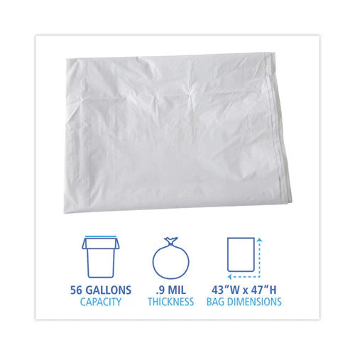 Linear Low Density Industrial Can Liners, 56 Gal, 0.9 Mil, 43 X 47, White, 100/carton - Image 3