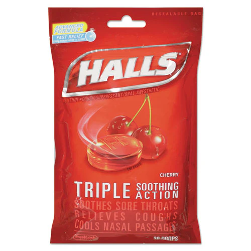 Triple Action Cough Drops, Cherry, 30/bag, 12 Bags/box - Image 1