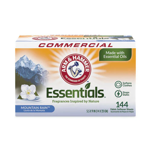 Essentials Dryer Sheets, Mountain Rain, 144 Sheets/box, 6 Boxes/carton - Image 1