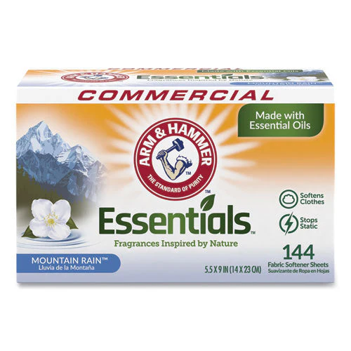 Essentials Dryer Sheets, Mountain Rain, 144 Sheets/box - Image 1