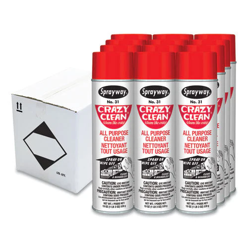 Crazy Clean All Purpose Cleaner, Floral Scent, 19 Oz Aerosol Spray, Dozen - Image 1