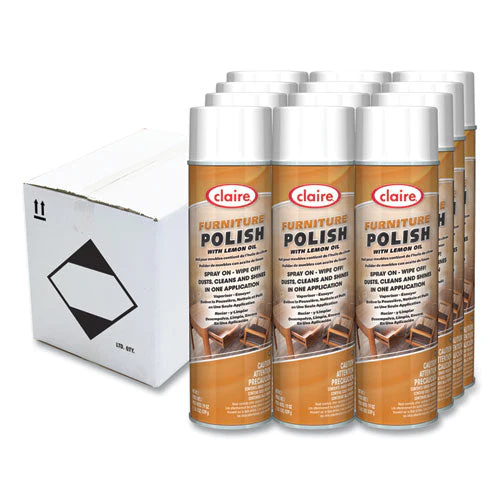 Furniture Polish With Lemon Oil, Lemon Scent; 19 Oz Aerosol Spray, Dozen - Image 1