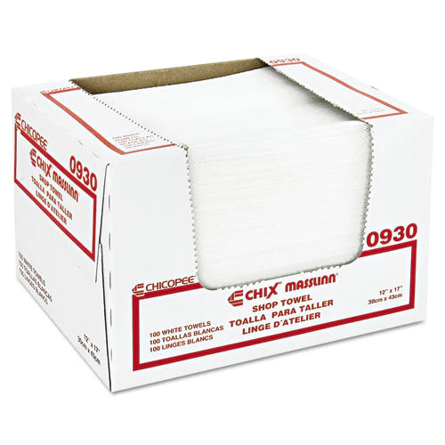 Masslinn Shop Towels, 1-ply, 12 X 17, Unscented, White, 100/pack, 12 Packs/carton - Image 3
