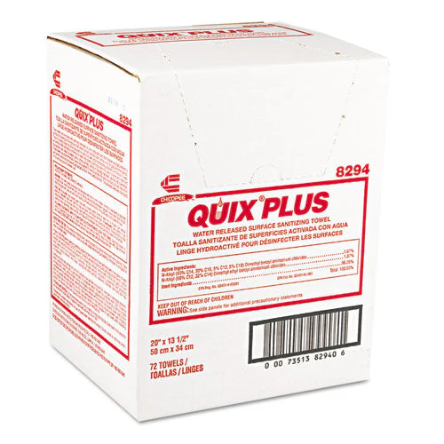 Quix Plus Cleaning And Sanitizing Towels, 13.5 X 20, Pink, 72/carton - Image 1