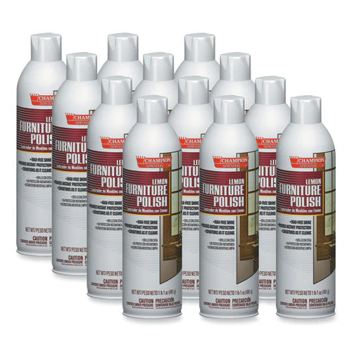 Champion Sprayon Furniture Polish, Lemon, 17 Oz Aerosol Spray, 12/carton - Image 1
