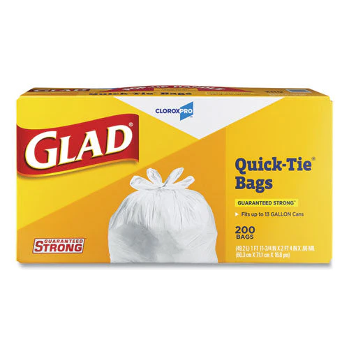 Tall Kitchen Quick-tie Bags, 13 Gal, 0.66 Mil, 23.75" X 28", White, 200/box - Image 1