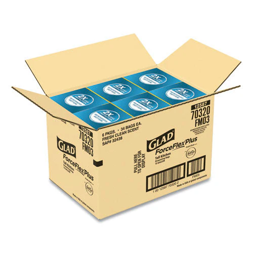 Forceflexplus Odorshield Tall Kitchen Drawstring Trash Bags, 13 Gal, 0.9 Mil, 24" X 28", White, 34 Bags/box, 6 Boxes/carton - Image 2