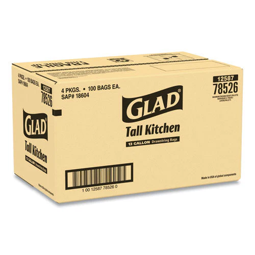 Tall Kitchen Drawstring Trash Bags, 13 Gal, 0.72 Mil, 24" X 27.38", Gray, 100 Bags/box, 4 Boxes/carton - Image 3