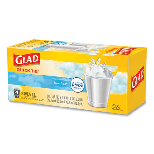 Odorshield Quick-tie Small Trash Bags, 4 Gal, 0.5 Mil, 8" X 18", White, 26 Bags/box, 6 Boxes/carton - Image 3
