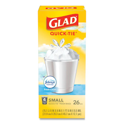 Odorshield Quick-tie Small Trash Bags, 4 Gal, 0.5 Mil, 8" X 18", White, 26 Bags/box, 6 Boxes/carton - Image 2