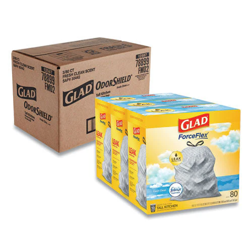 Odorshield Tall Kitchen Drawstring Bags, 13 Gal, 0.72 Mil, 24" X 27.38", White, 80 Bags/box, 3 Boxes/carton - Image 1