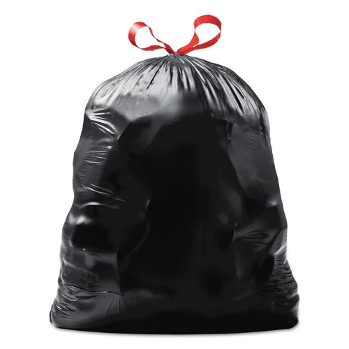 Drawstring Large Trash Bags, 30 Gal, 1.05 Mil, 30" X 33", Black, 15/box - Image 2