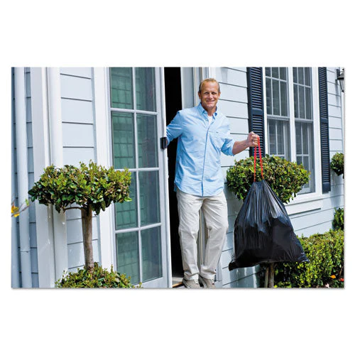 Drawstring Large Trash Bags, 30 Gal, 1.05 Mil, 30" X 33", Black, 15/box - Image 3