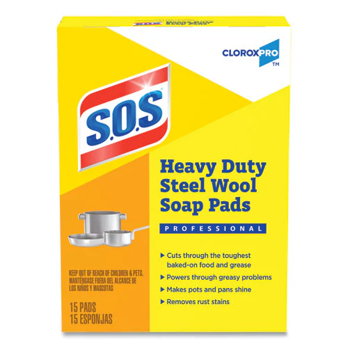 Steel Wool Soap Pads, 2.4 X 3, Steel, 15 Pads/box, 12 Boxes/carton - Image 1