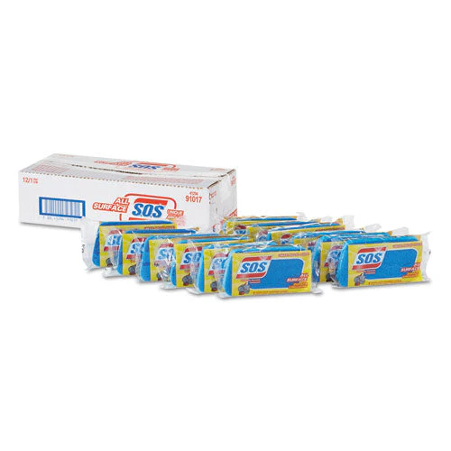 All Surface Scrubber Sponge, 2.5 X 4.5, 0.9" Thick, Dark Blue, 12/carton - Image 1