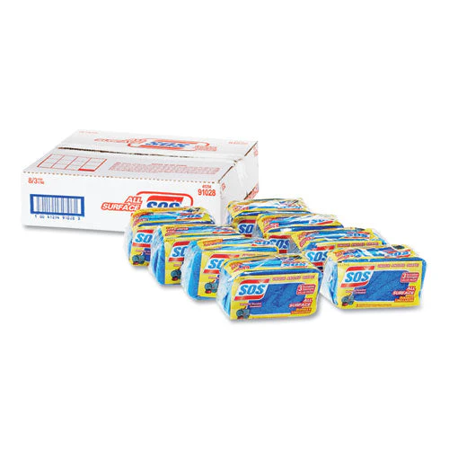 All Surface Scrubber Sponge, 2.5 X 4.5, 0.9" Thick, Dark Blue, 3/pack, 8 Packs/carton - Image 1